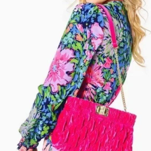 New Lilly Pulitzer velvet quilted clutch - Picture 2 of 6
